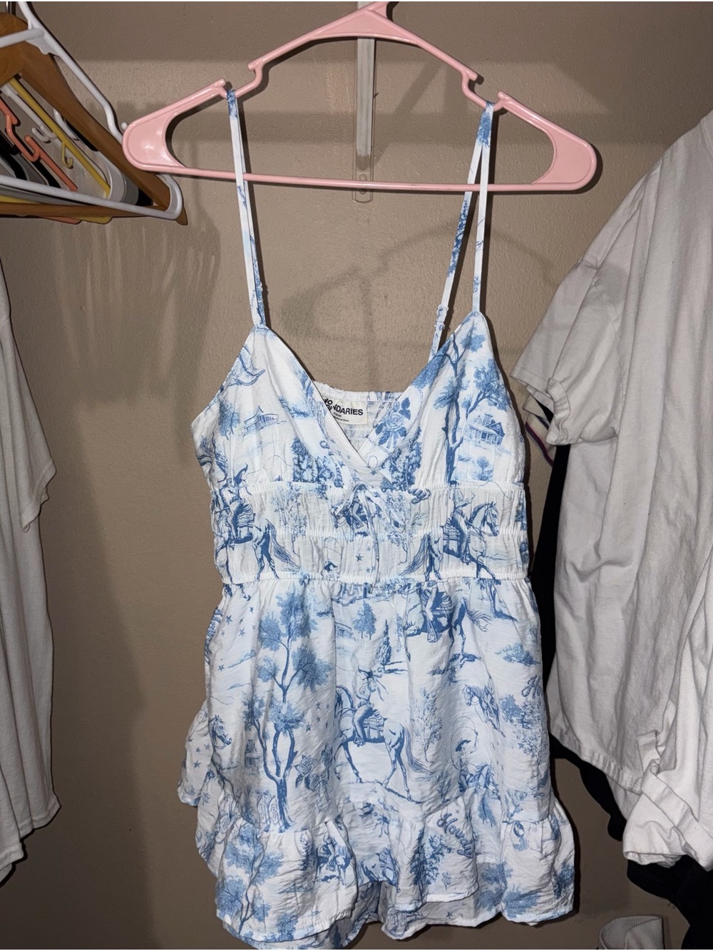 Cowgirl White and Light Blue Printed Ruffle Romper 🐮 🥛